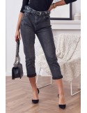 Denim pants with a mom belt, black, 0110 - Online store - Boutique